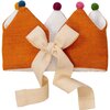 Apricot Linen Crown, Multicolored Pom Poms - Hats - 2