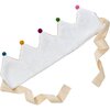 Neutral Linen Crown, Multicolored Pom Poms - Hats - 3
