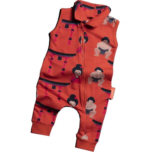 Sumo Diagonal Zip Jumpsuit, Red