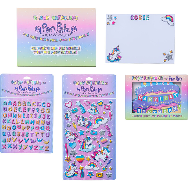 ‘Happiest Birthday’ Puffy Stationery Bundle, Pink (Box Set of 3 Puffy Postcards) - Paper Goods - 1