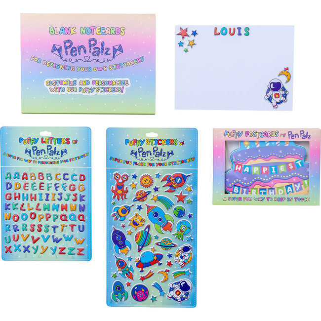 ‘Happiest Birthday’ Puffy Stationery Bundle, Blue (Box Set of 3 Puffy Postcards) - Paper Goods - 1