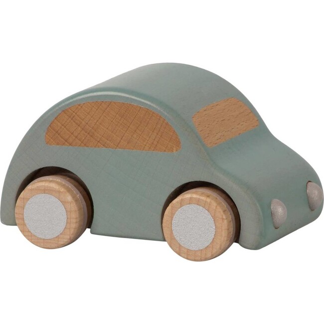 Wooden Pull Back Car, Light Blue - Transportation - 1
