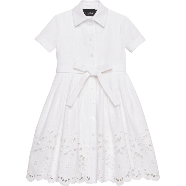 White Lace Collared Dress, White - Oscar de la Renta Dresses | Maisonette