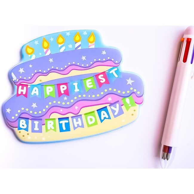 ‘Happiest Birthday’ Puffy Stationery Bundle, Pink (Box Set of 3 Puffy Postcards) - Paper Goods - 3