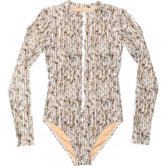 Women's Mila LS One Piece Swimsuit, Bamboo Forest - One Pieces - 1