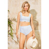 Women's Joana High Rise Moderate Coverage Swim Bottom, Sea Glass Stripe - Two Pieces - 4