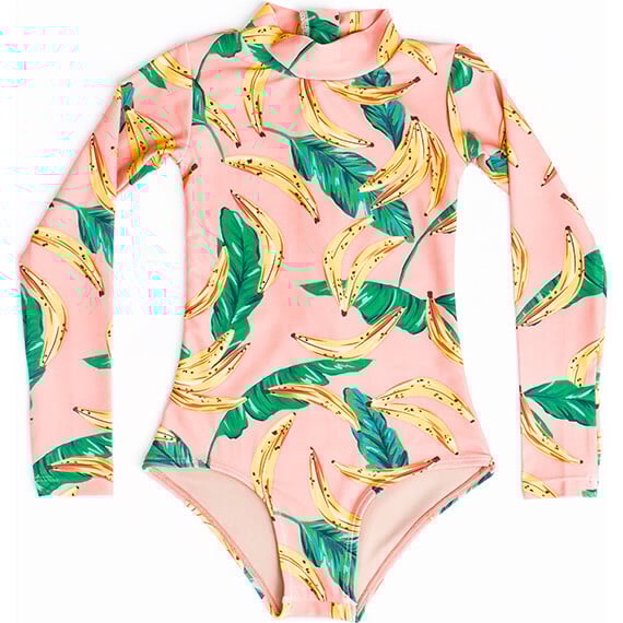 Mini Kelly Girls LS One Piece Swimsuit, Banana Palm