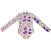Mini Kelly Girls Long Sleeve One Piece Swimsuit, Honey Plum - One Pieces - 2
