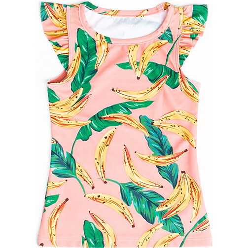 Mini Eve Girls Ruffle Swim Top, Banana Palm