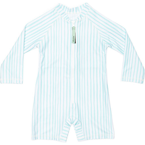 Mini Taylor Baby LS Sunsuit, Sea Glass Stripe - One Pieces - 1