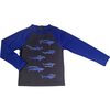 Mini Max Long Sleeve Swim Shirt, Shark & Endless Blue - One Pieces - 1 - thumbnail