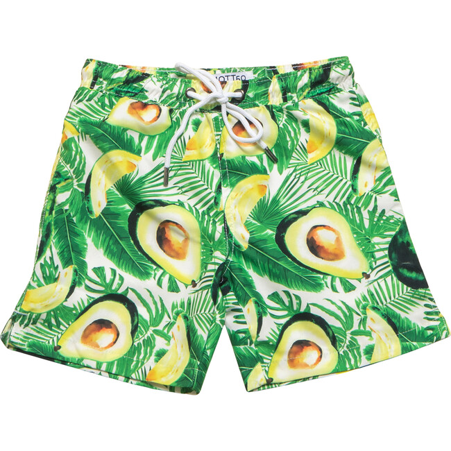 Mini Major Boys Swim Trunk, Avocado - Swim Trunks - 1