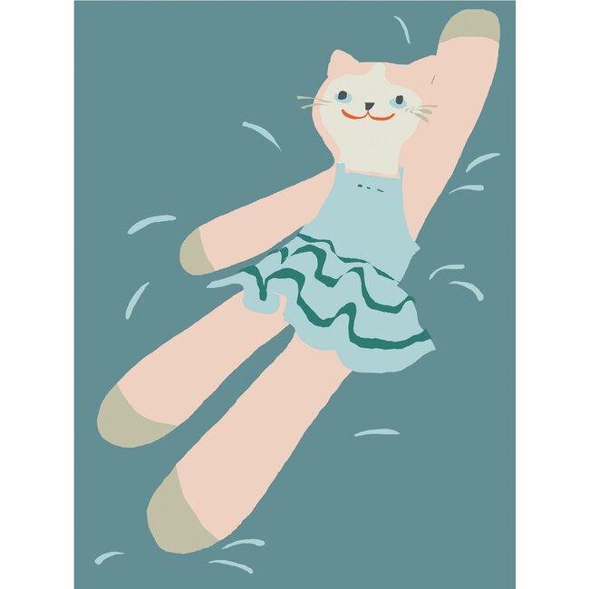 Splash the Cat Dancer Art Print, Teal - Art - 1