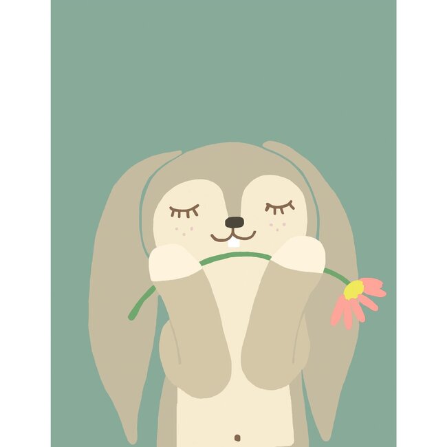 Honey Bunny Flower Art Print, Green - Art - 1