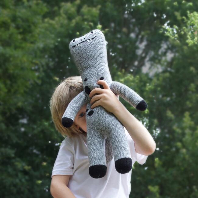 Maximus the Dinosaur Knit Doll, Grey - Dolls - 7