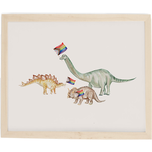 Dino Pride Art Print, Natural Frame