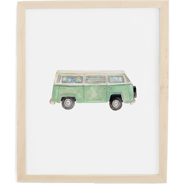 Camper Van Art Print, Natural Frame