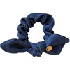 Pouf Denim Scrunchie, Dark Blue Denim - Hair Accessories - 1 - thumbnail