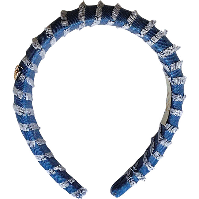 Noa Fringe Headband, Light Blue Denim