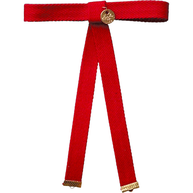Maddy Twill Bow Clip, Red