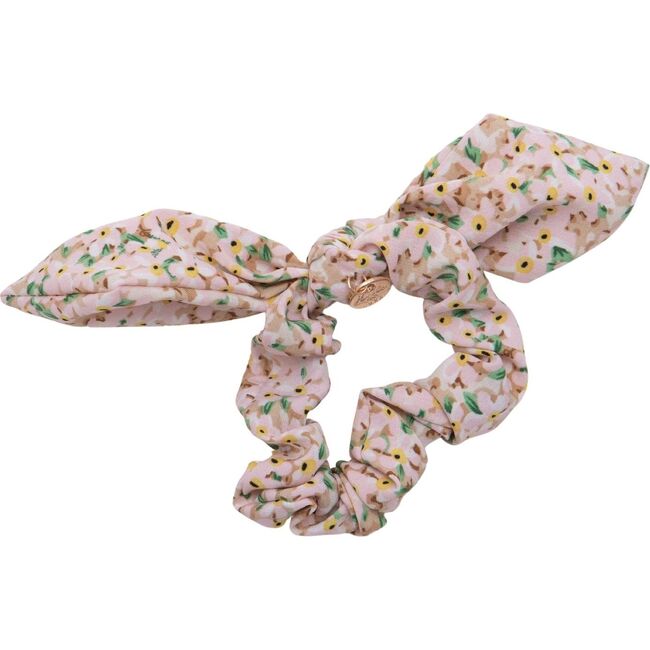 Lily Floral Print Bow Scrunchie, Blush Print