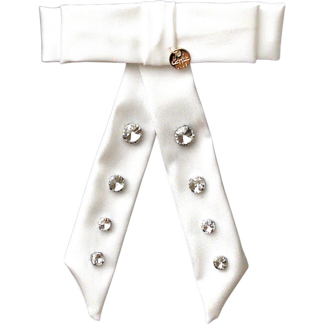 Isabella Embellished Bow Clip, White