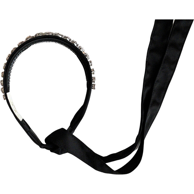 Isabella Embellished Tie Back Headband, Black