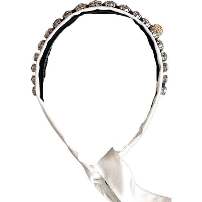 Isabella Embellished Tie Back Headband, White