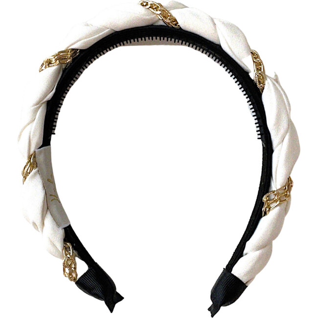 Evelyn Twisted Link Headband, White
