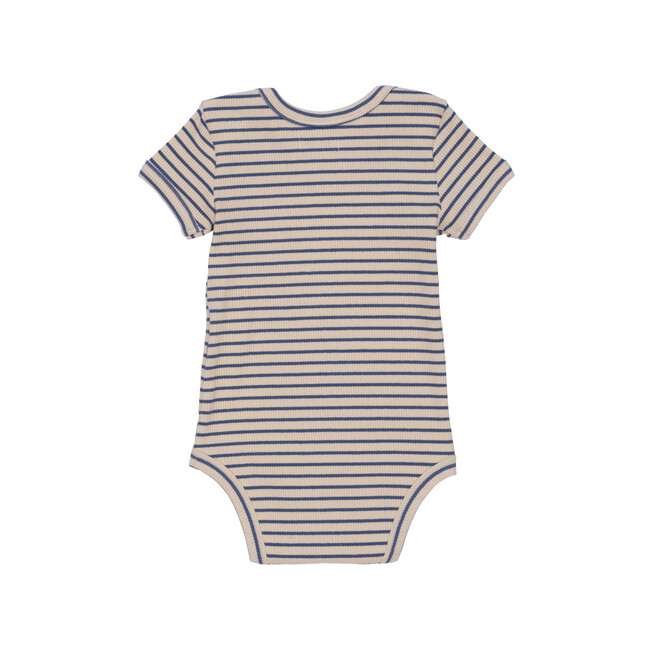 Perry Short Sleeve Bodysuit, Blue & Natural Stripe