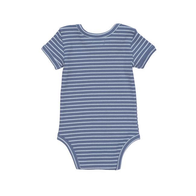 Perry Short Sleeve Bodysuit, Blue & Light Blue Stripe