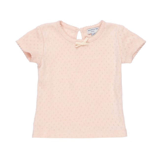 Kai Short Sleeve Tee, Dusty Pink Pointelle