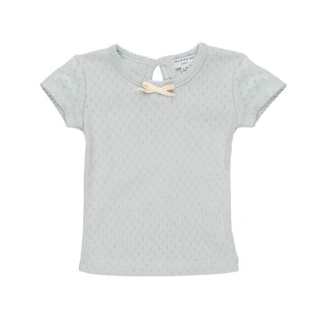 Kai Short Sleeve Tee, Dusty Blue Pointelle