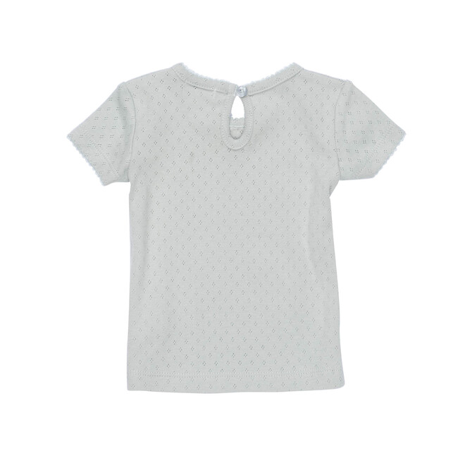 Kai Short Sleeve Tee, Dusty Blue Pointelle