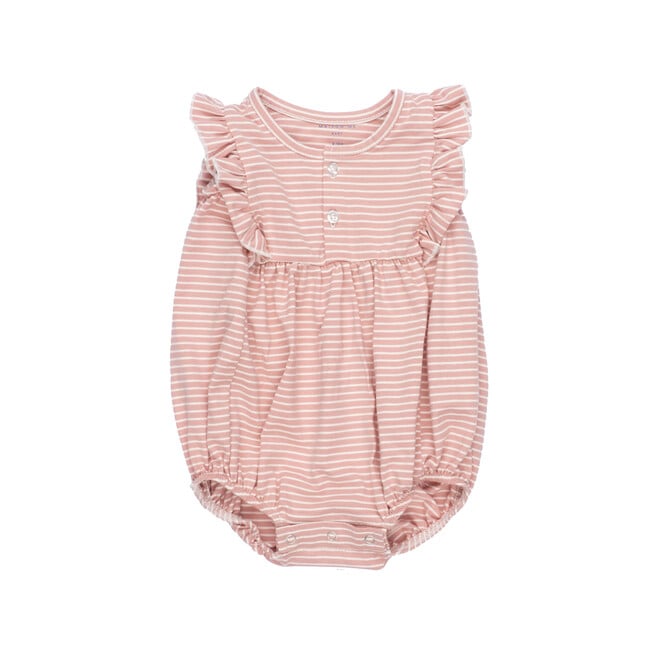 Vanessa Bubble Romper, Pink Stripe - Rompers - 1