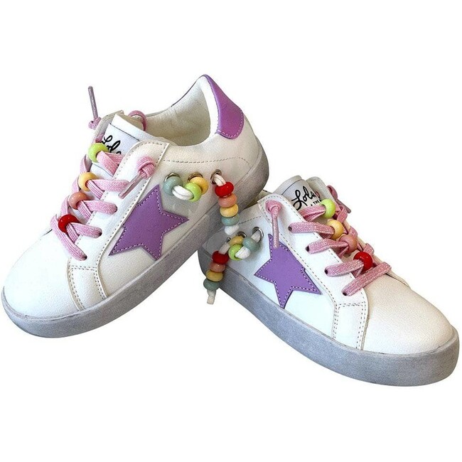 Star Girl Rainbow Beaded Sneaker, Purple
