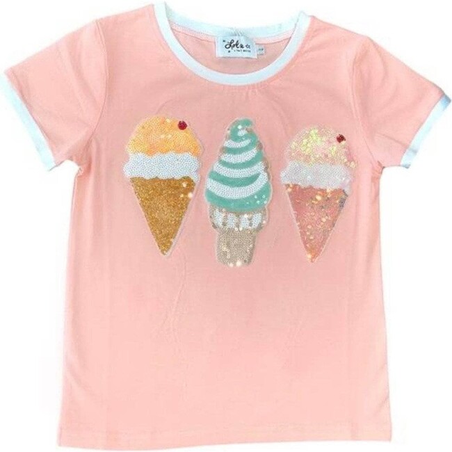 Peachy Ice Cream Ringer T-shirt, Orange - Lola + The Boys Tops | Maisonette