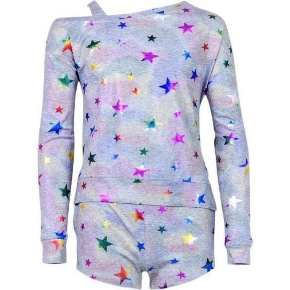 Metallic Star Short Set, Grey - Two Pieces - 1