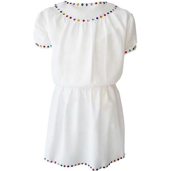 Rainbow Jewel Dress, White - Dresses - 4