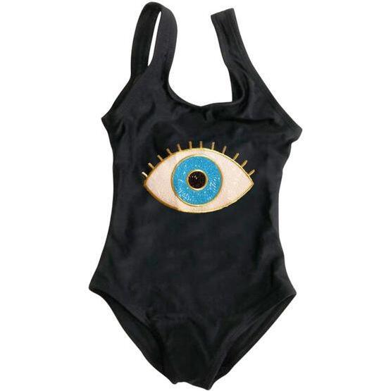Evil Eye One Piece Swimsuit, Black - One Pieces - 1