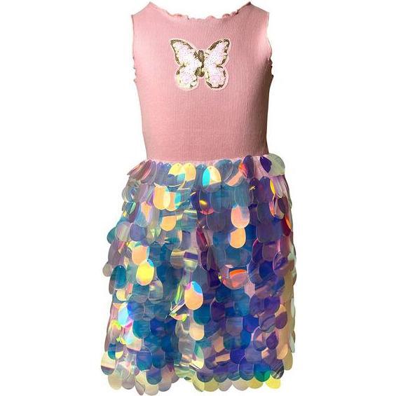 Butterfly Paillete Dress, Pink