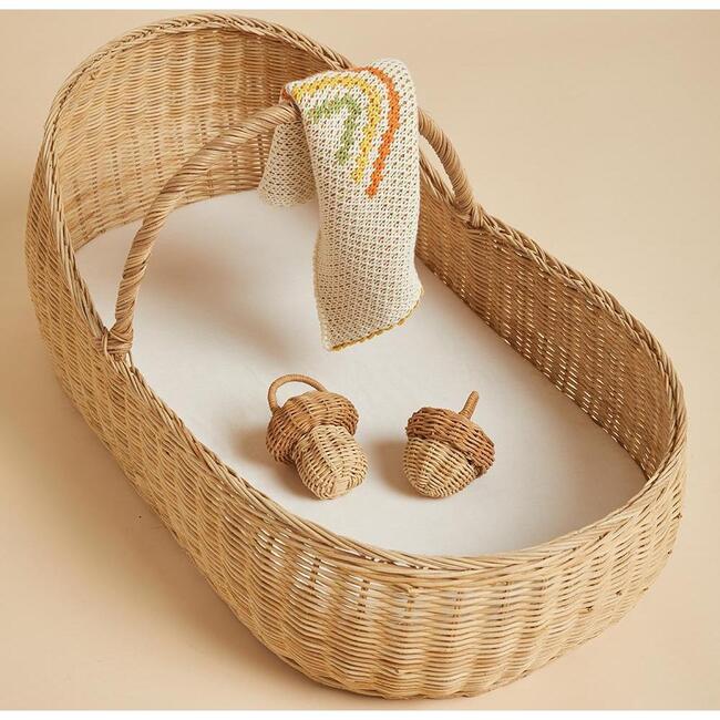 Acorn Rattan Rattle, Natural - Rattles - 4