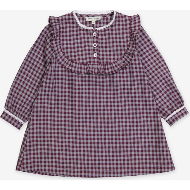 Claudine Dress, Bordeaux Gingham - Dresses - 1