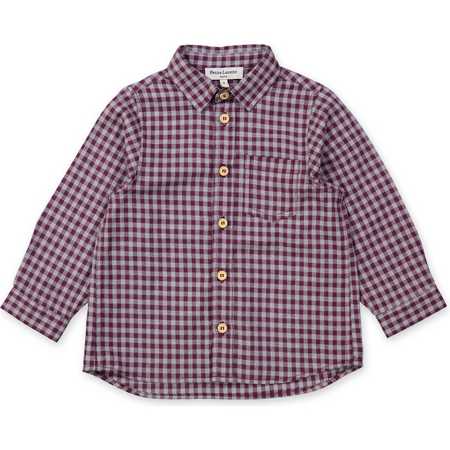 Aristide Shirt, Burgundy Gingham - Shirts - 1