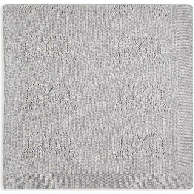 Angel Wing Pointelle Cashmere Blanket, Grey