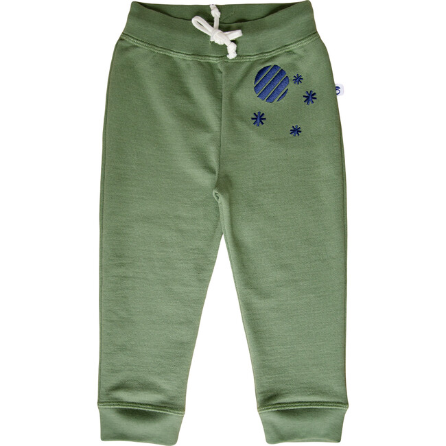 Joggers with Embroidery, Oil Green - Sweatpants - 1