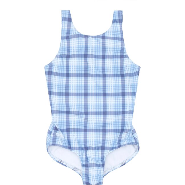 Girl's Maritime Plaid Double Bow One Piece - One Pieces - 1
