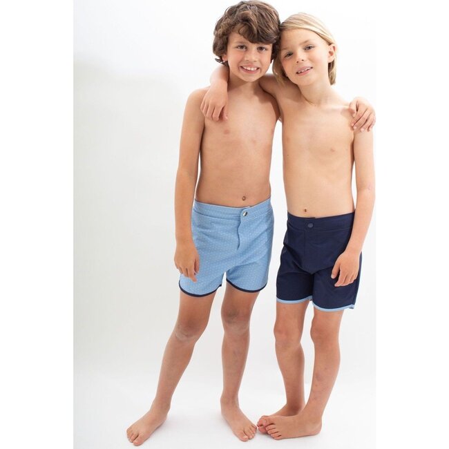 Boy's Mulberry Blue Dot Sun Short - Swim Trunks - 3