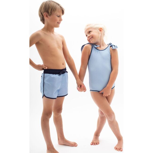 Boy's Mulberry Blue Dot Boardie - Swim Trunks - 2