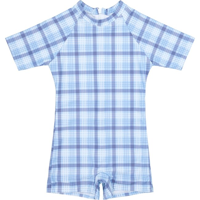 Boy's Maritime Plaid Rashguard One Piece